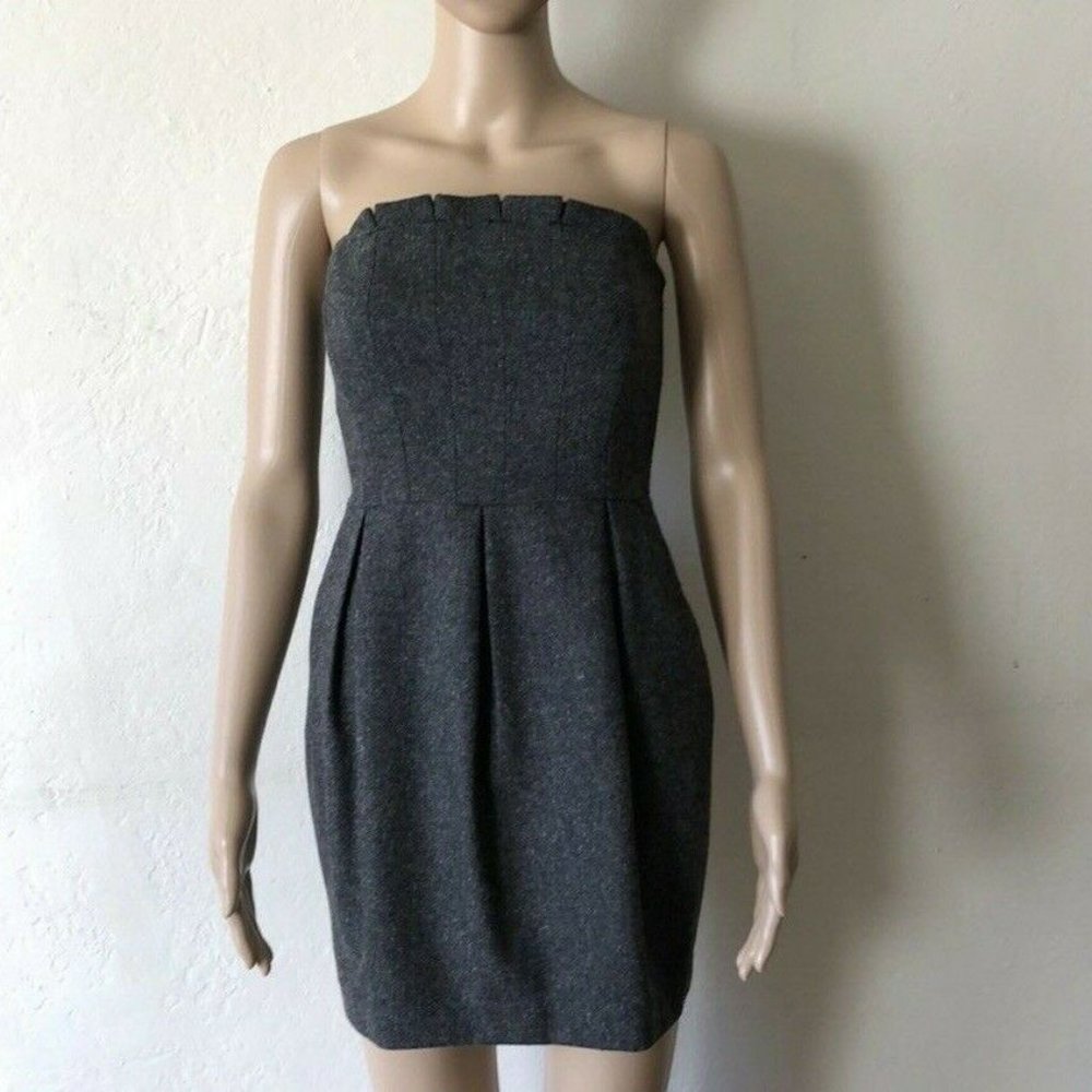 7 for all Mankind -  Wool Strapless Dress | Dark Gray | Size XS